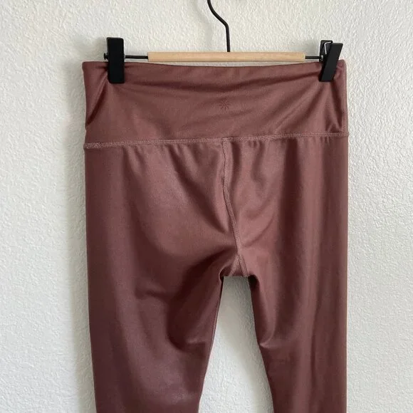 Athleta Elation Shimmer Tight Cinnamon Brown Pull On High Waist Leggings Small - Picture 5 of 9